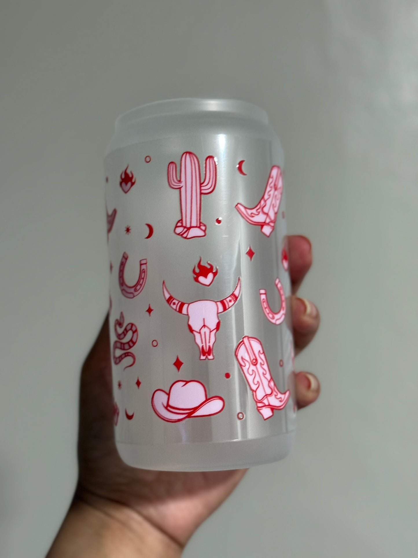 Pink Western CYO 16oz Glass Can Only*