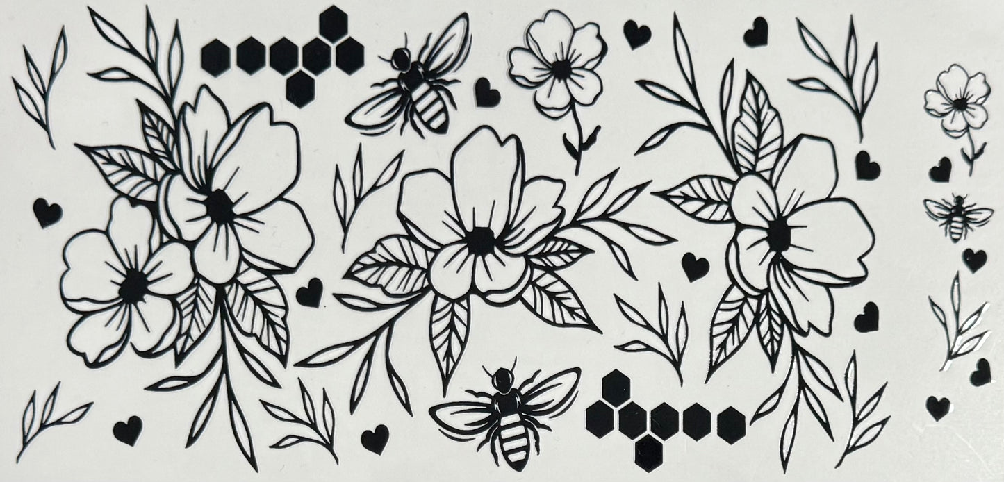 Floral & Bees CYO 16oz Glass Can Only*