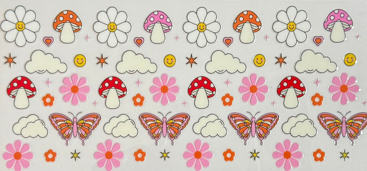 Whimsy Butterfly and Mushroom CYO 16oz Glass Can Only *