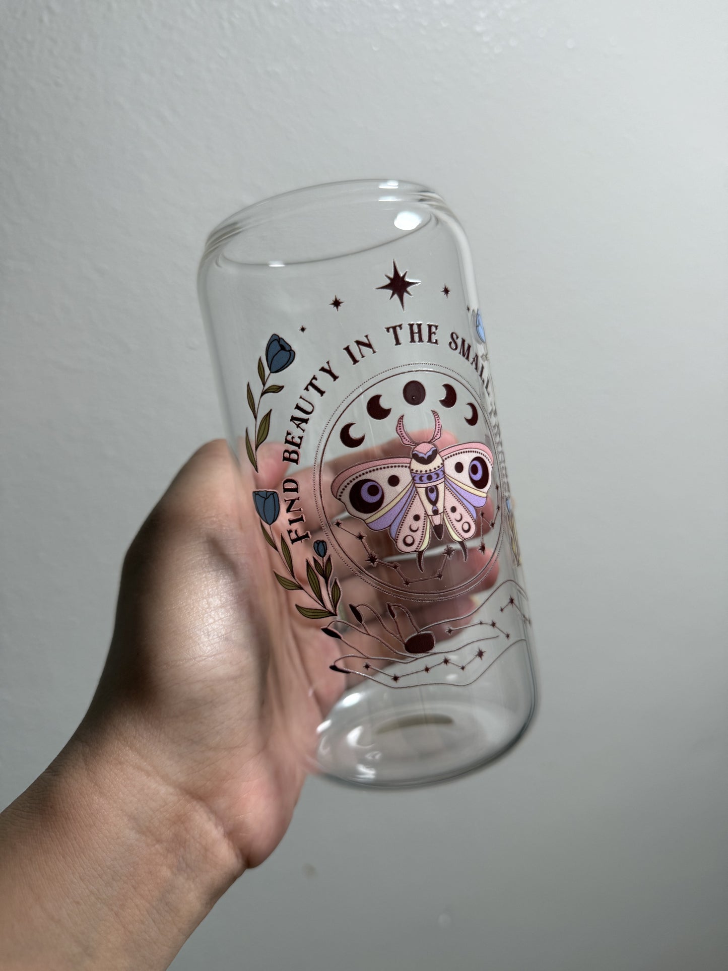 16oz Find The Beauty Clear Glass Can Only *oopsie edition*