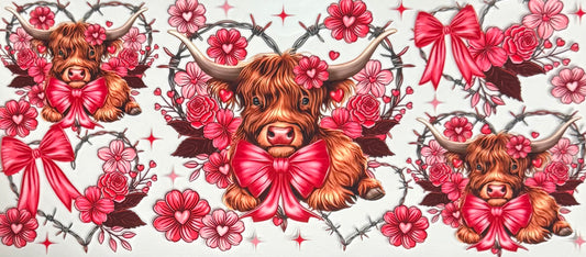 Pink Floral Cow CYO 16oz Glass Can Only*