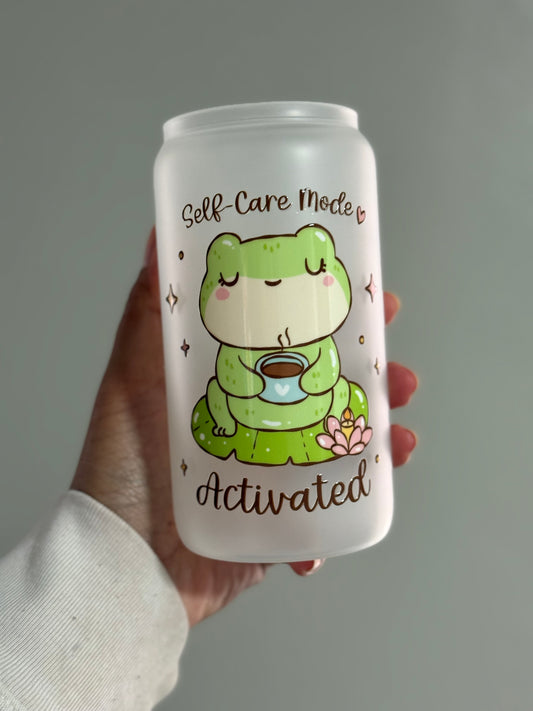 16oz [Double-Sided] Self-Care Mode Frosted Glass Can Only*