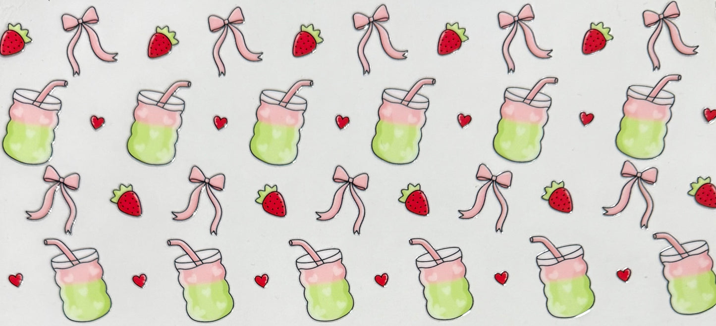 [Double-Sided] Strawberry Matcha CYO 16oz Glass Can Only*