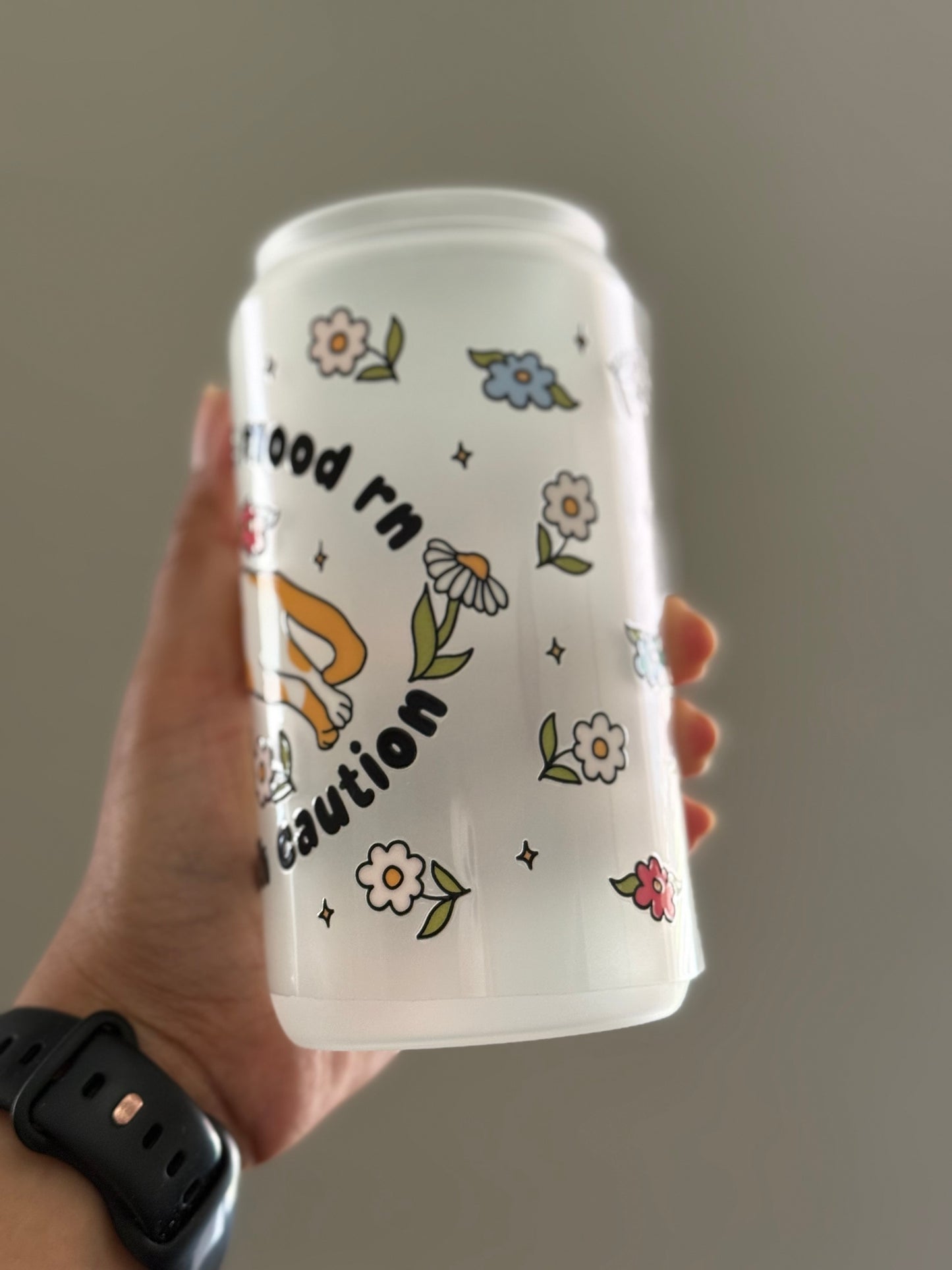 [Double-Sided] Approach with Caution Kitty CYO 16oz Glass Can Only*