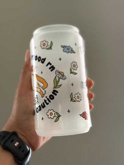 [Double-Sided] Approach with Caution Kitty CYO 16oz Glass Can Only*