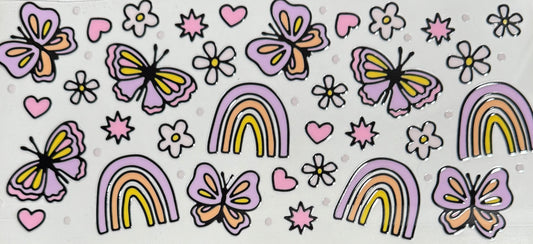 [Double-Sided] Butterflies and Rainbows CYO 16oz Glass Can Only*