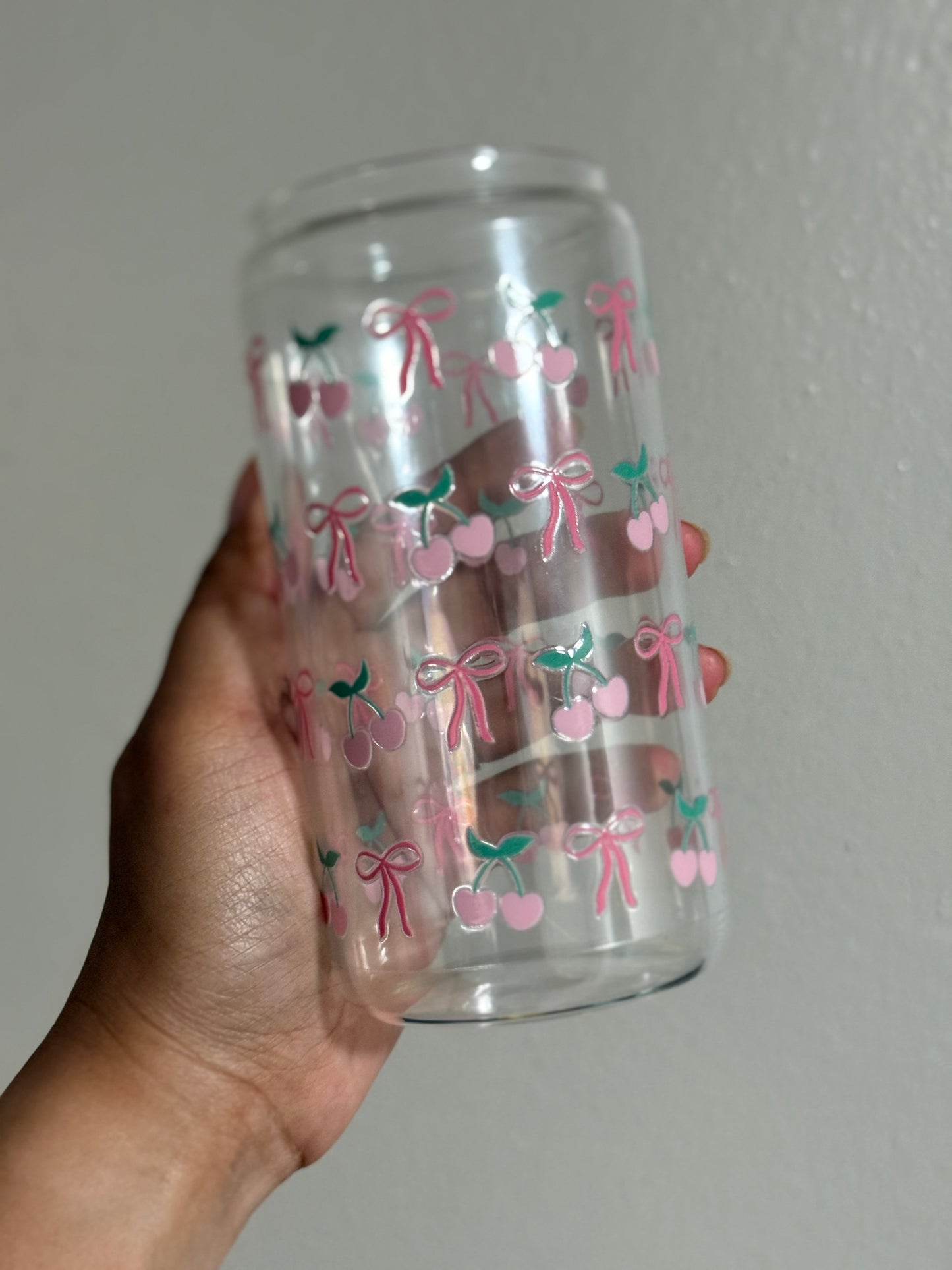 [Double-Sided] Cherry & Coquette Bows CYO 16oz Glass Can Only*