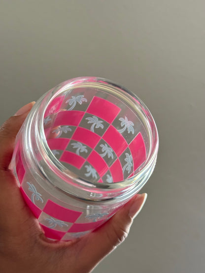 [Double-Sided] Checkered Palm Trees CYO 16oz Glass Can Only*