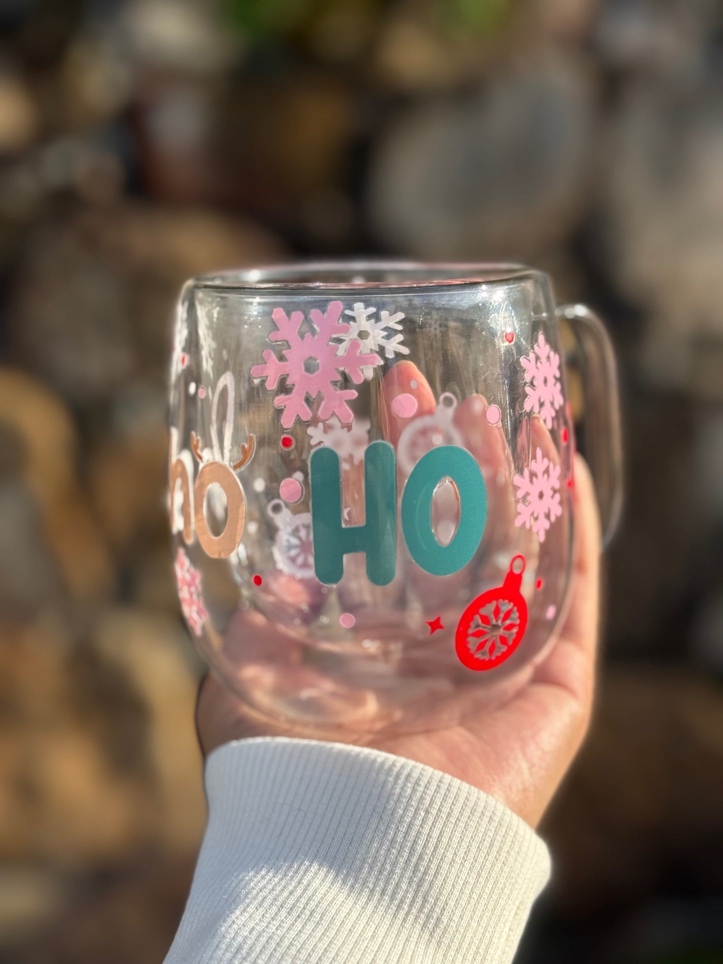 12oz Ho Ho Ho Double-Wall Glass Mug