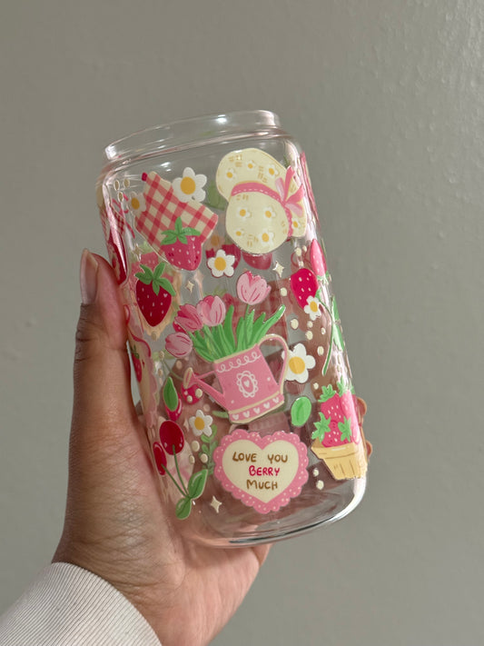 16oz [Double-Sided] Farmhouse Berry Clear Glass Can Only*