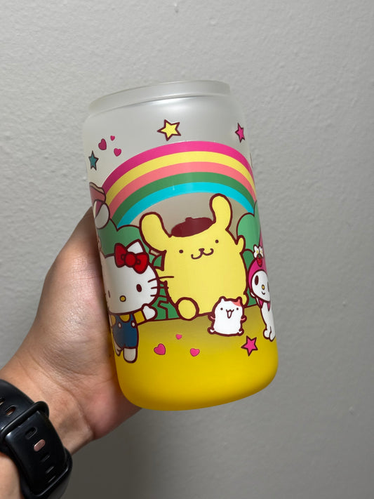 16oz HK & Friends Frosted Gradient Yellow Glass Can Only