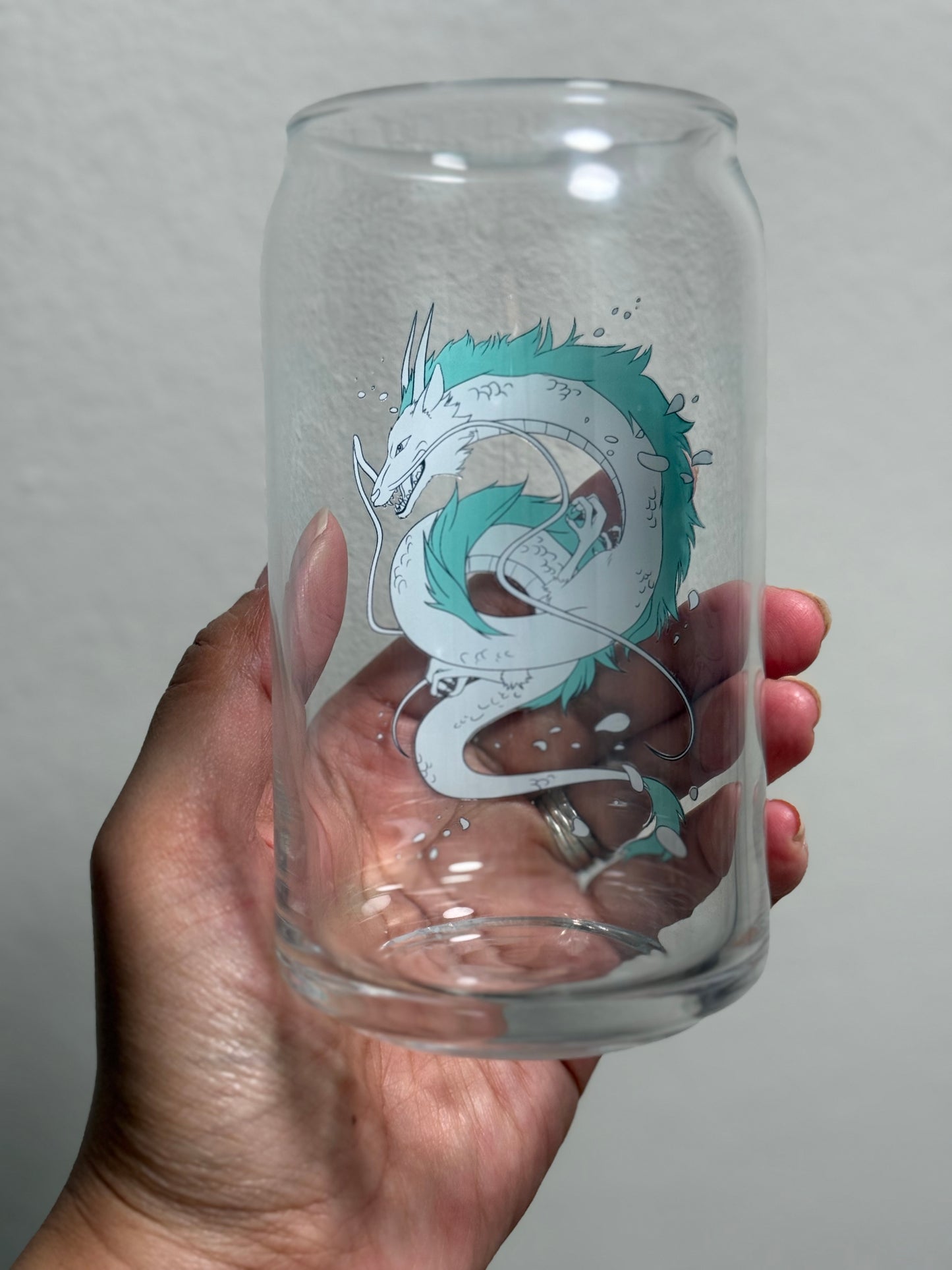 16oz [Double-Sided] Haku Dragon Clear Libbey 209 Glass Can Only