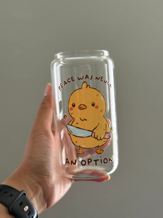 16oz [Double-Sided] Peace Was Never An Option Clear Glass Can Only*