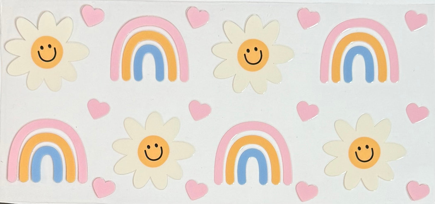 [Double-Sided] Rainbows and Daisies CYO 16oz Glass Can Only*