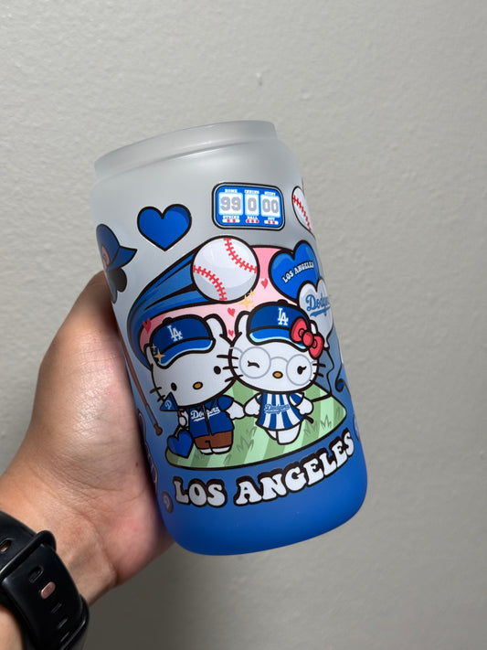 16oz HK Dodgers Frosted Gradient Blue Glass Can Only *oopsie edition*