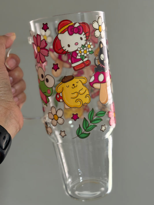 40oz [Double-Sided] HK and Friends Garden Mode Clear Glass Tumbler *oopsie edition*