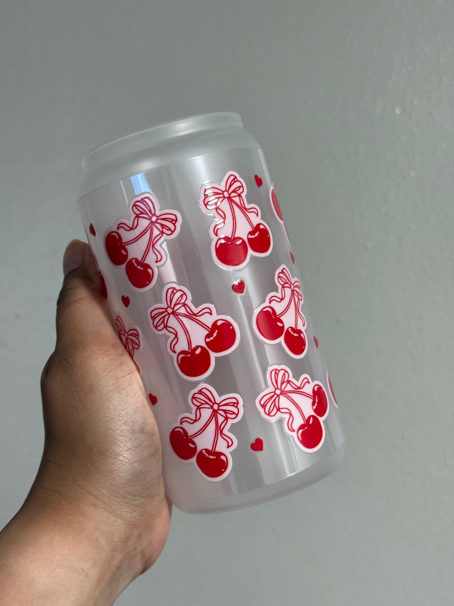 [Double-Sided] Coquette Cherries CYO 16oz Glass Can Only*