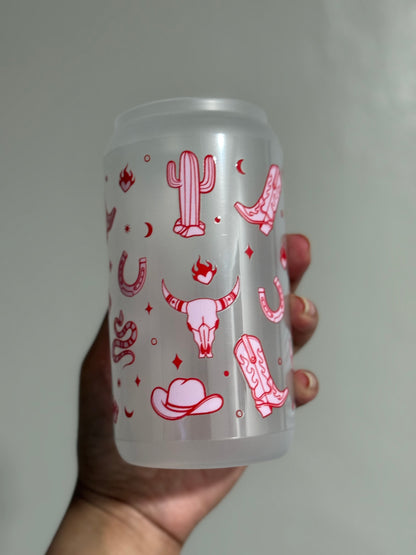 Pink Western CYO 16oz Glass Can Only*