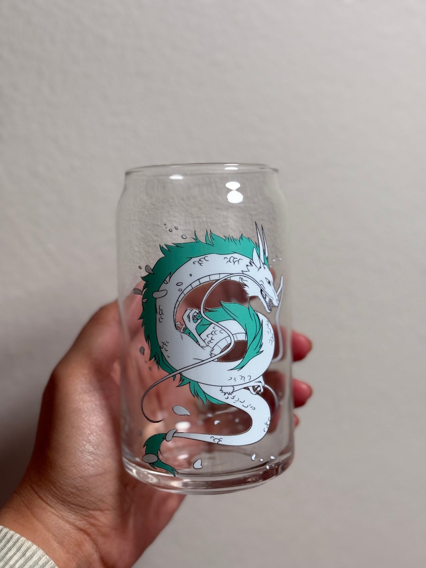 16oz [Double-Sided] Haku Dragon Clear Libbey 209 Glass Can Only