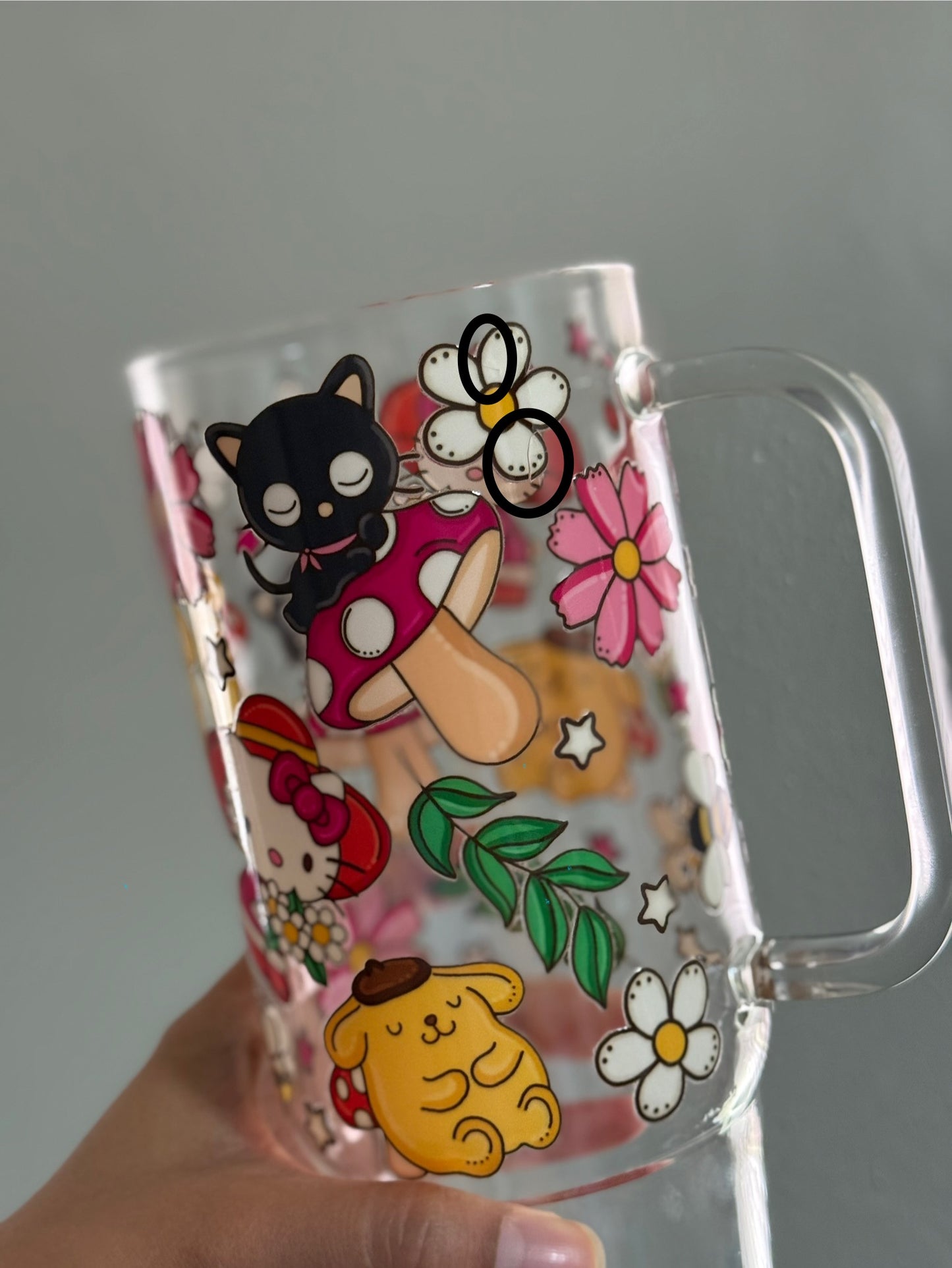 40oz [Double-Sided] HK and Friends Garden Mode Clear Glass Tumbler *oopsie edition*