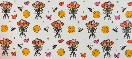 [Double-Sided] Smiley Faces and Bouquets CYO 16oz Glass Can Only*