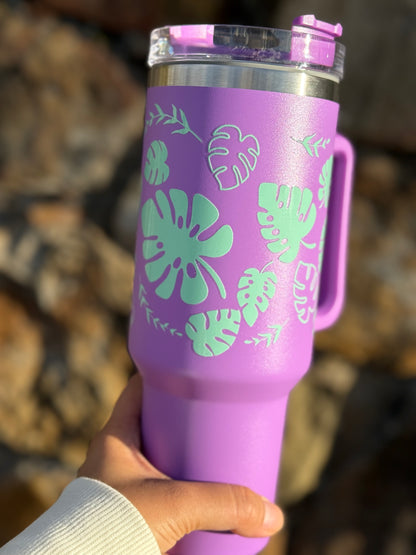 40oz Monstera Purple Tumbler