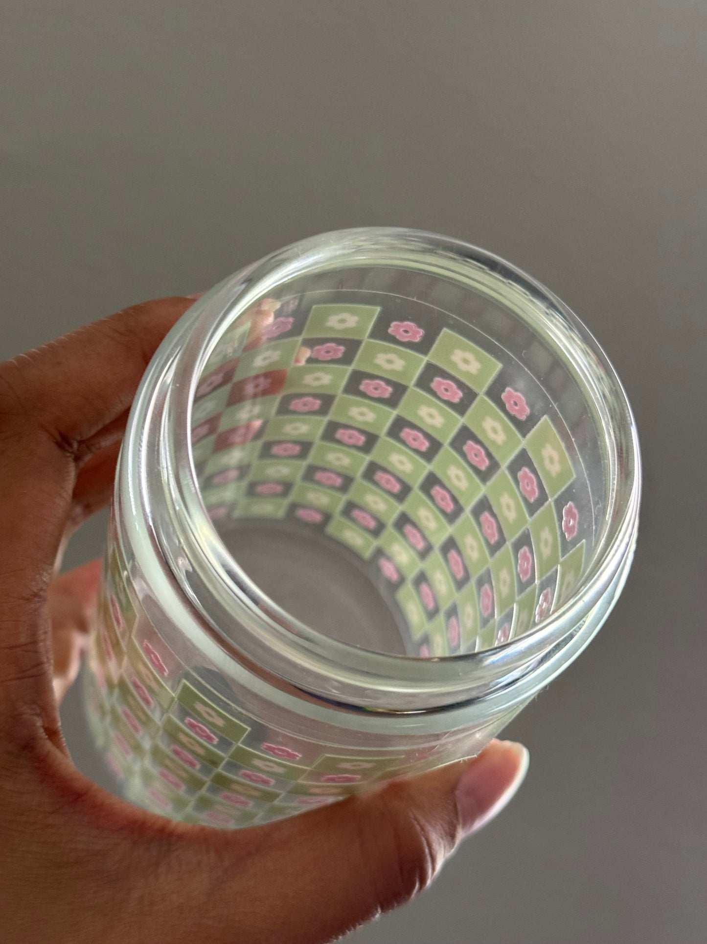 [Double-Sided] Green and White Checkered CYO 16oz Glass Can Only*