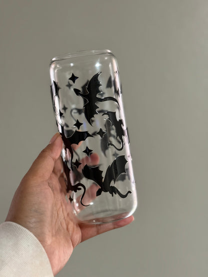 20oz [Double-Sided] Dragon Rider Clear Glass Can Only*