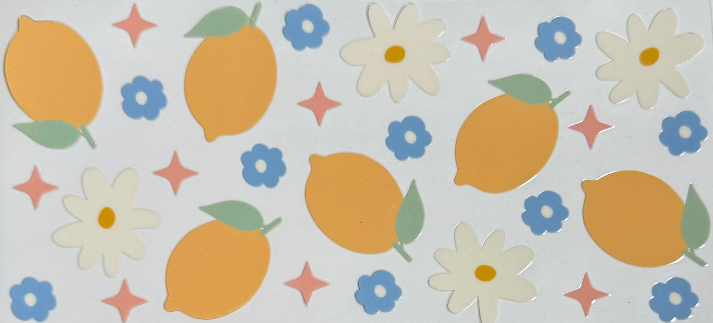[Double-Sided] Lemons & Flowers CYO 16oz Glass Can Only*