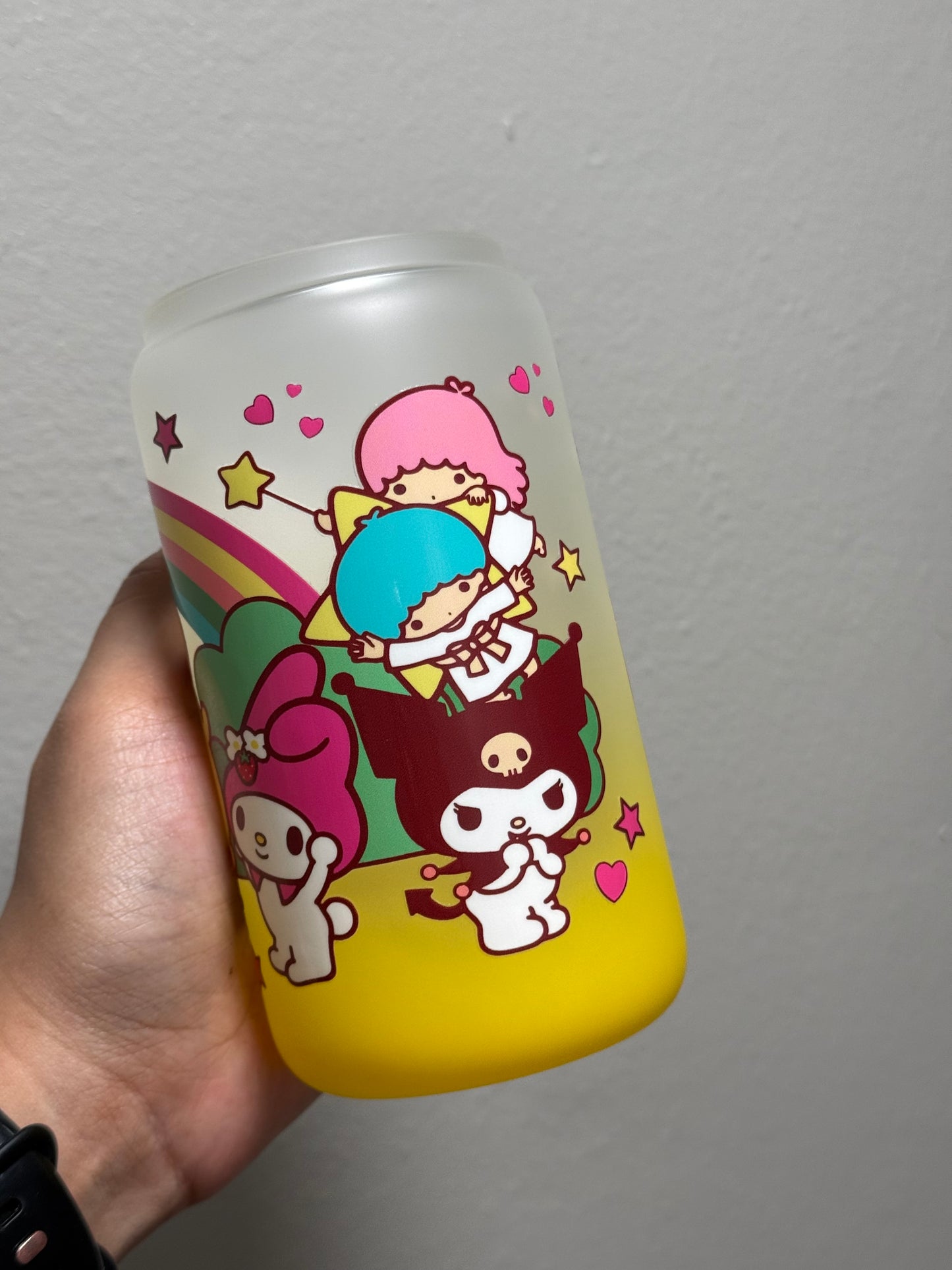 16oz HK & Friends Frosted Gradient Yellow Glass Can Only