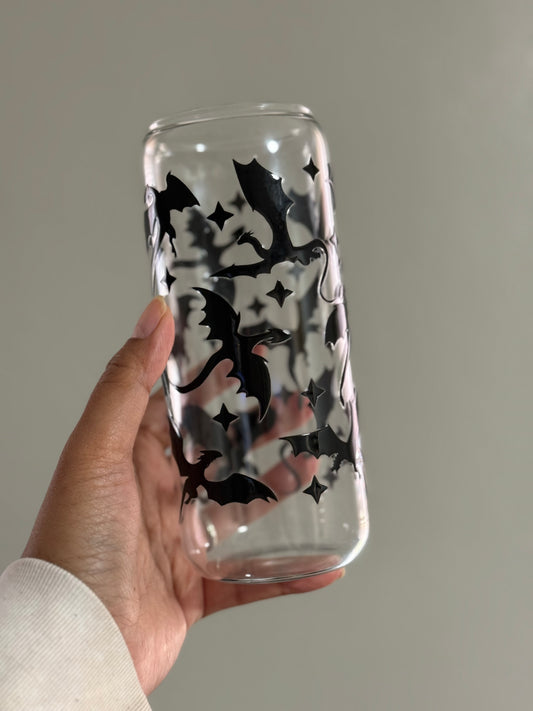 20oz [Double-Sided] Dragon Rider Clear Glass Can Only*