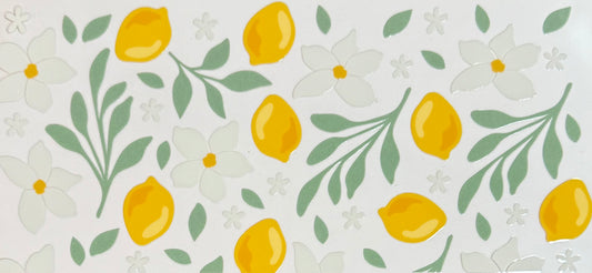 [Double-Sided] White Florals & Lemons CYO 16oz Glass Can Only*