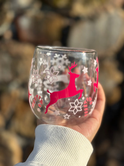 12oz Reindeer Double-Wall Glass Mug