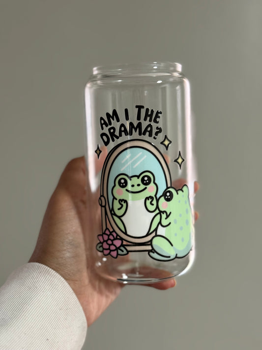 16oz [Double-Sided] Am I the Drama? Frosted Glass Can Only*