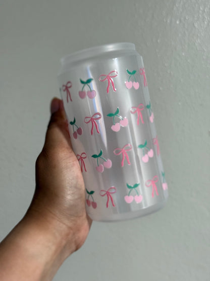[Double-Sided] Cherry & Coquette Bows CYO 16oz Glass Can Only*