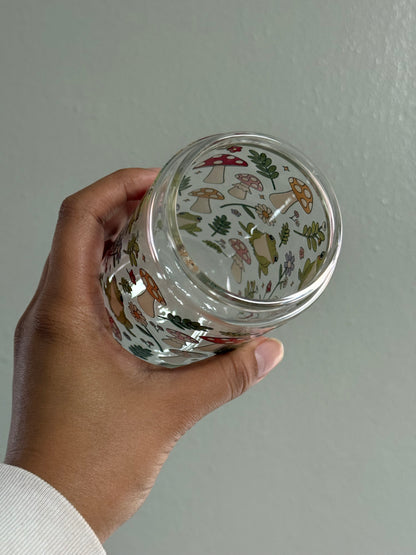 16oz [Double-Sided] Cottagecore Mushroom & Froggies Clear Glass Can Only*