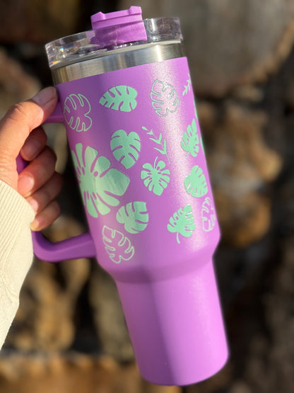 40oz Monstera Purple Tumbler