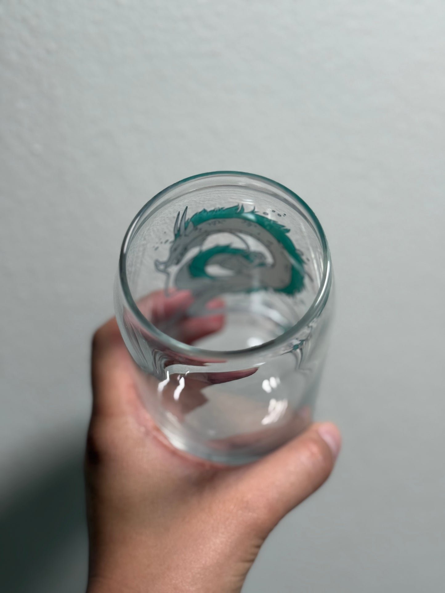 16oz [Double-Sided] Haku Dragon Clear Libbey 209 Glass Can Only