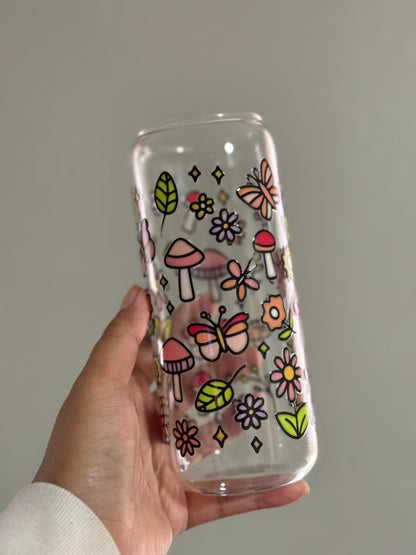 20oz [Double-Sided] Happy Fields Clear Glass Can Only*