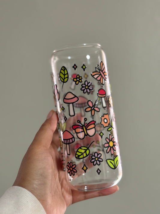20oz [Double-Sided] Happy Fields Clear Glass Can Only*