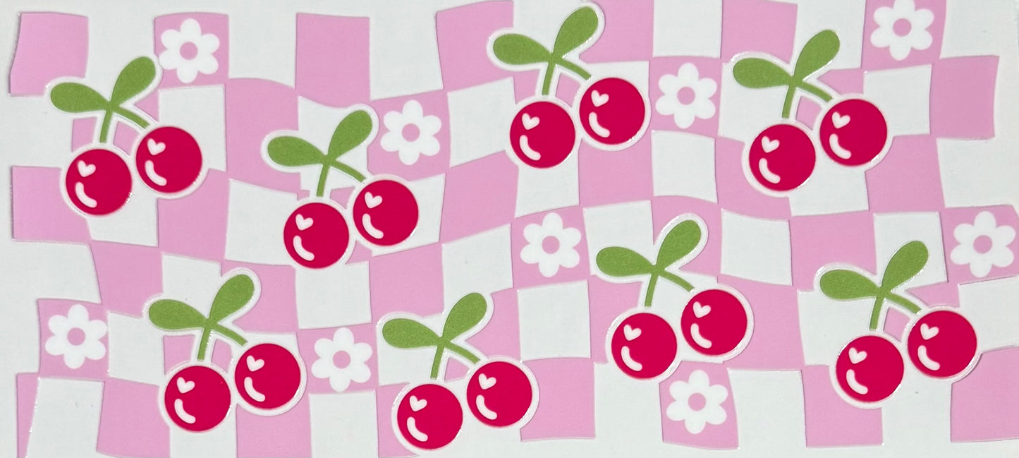 [Double-Sided] Wavy Checkered Cherries CYO 16oz Glass Can Only*