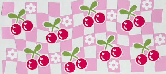 [Double-Sided] Wavy Checkered Cherries CYO 16oz Glass Can Only*