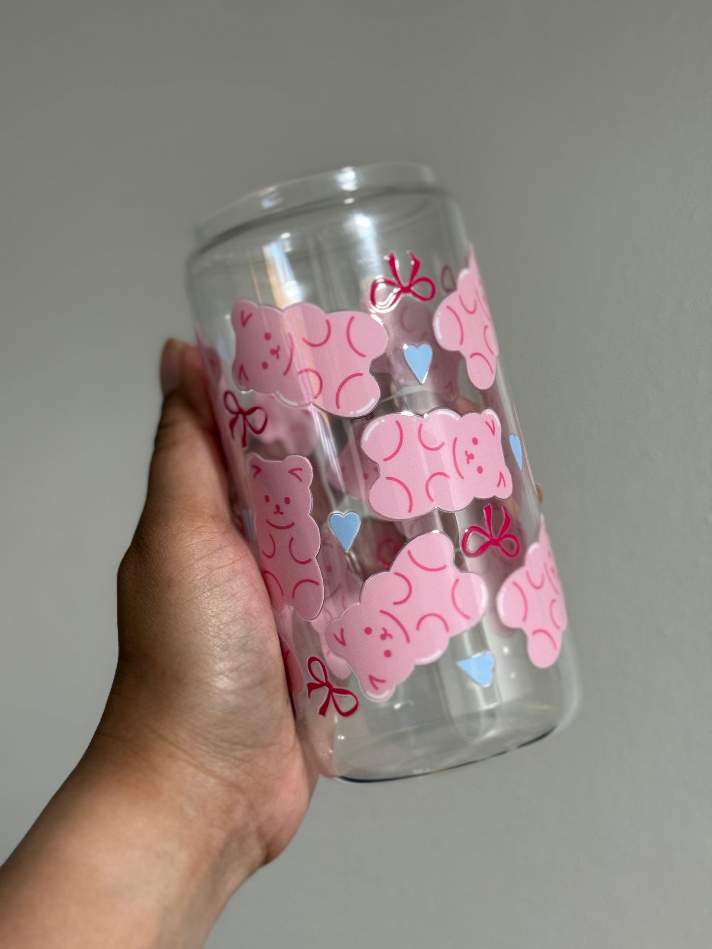 [Double-Sided] Pink Gummy Bears CYO 16oz Glass Can Only*