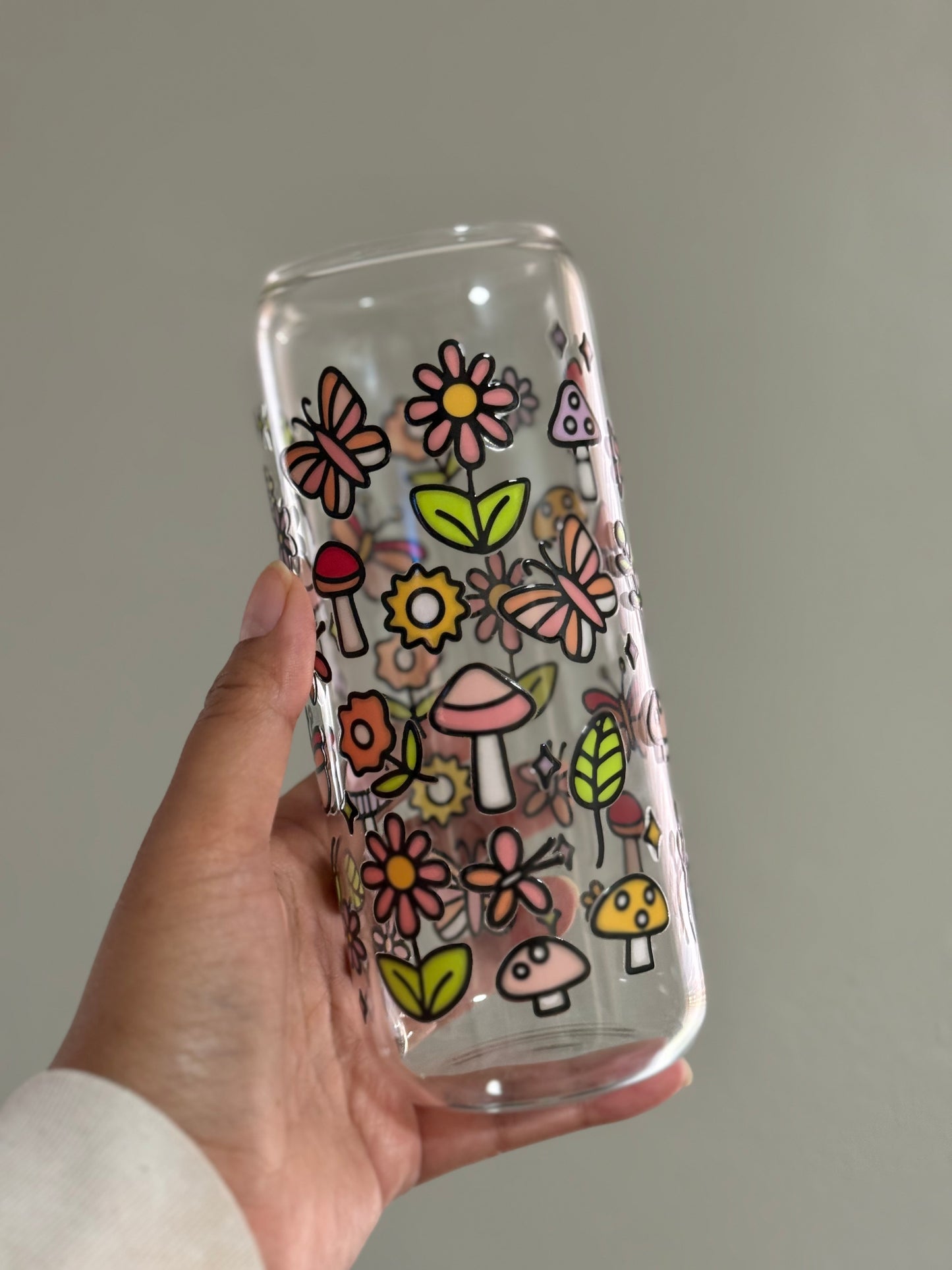 20oz [Double-Sided] Happy Fields Clear Glass Can Only*