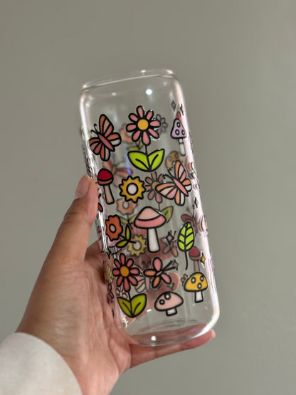20oz [Double-Sided] Happy Fields Clear Glass Can Only*