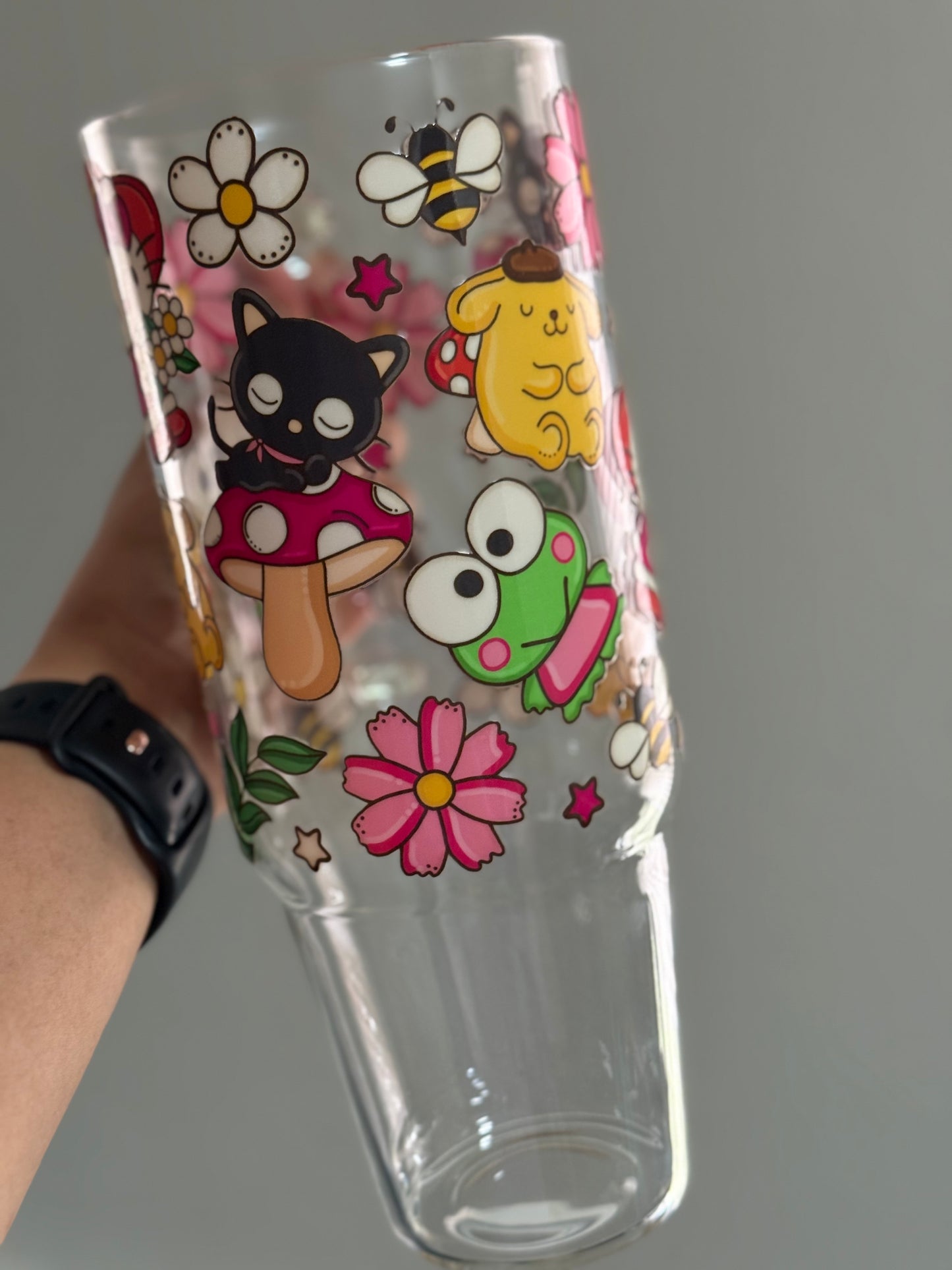 40oz [Double-Sided] HK and Friends Garden Mode Clear Glass Tumbler *oopsie edition*