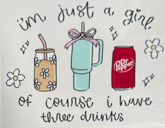 [Double-Sided] Three Drinks Girlie CYO 16oz Glass Can Only*
