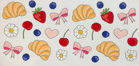 [Double-Sided] Girlie Croissant & Fruit CYO 16oz Glass Can Only*