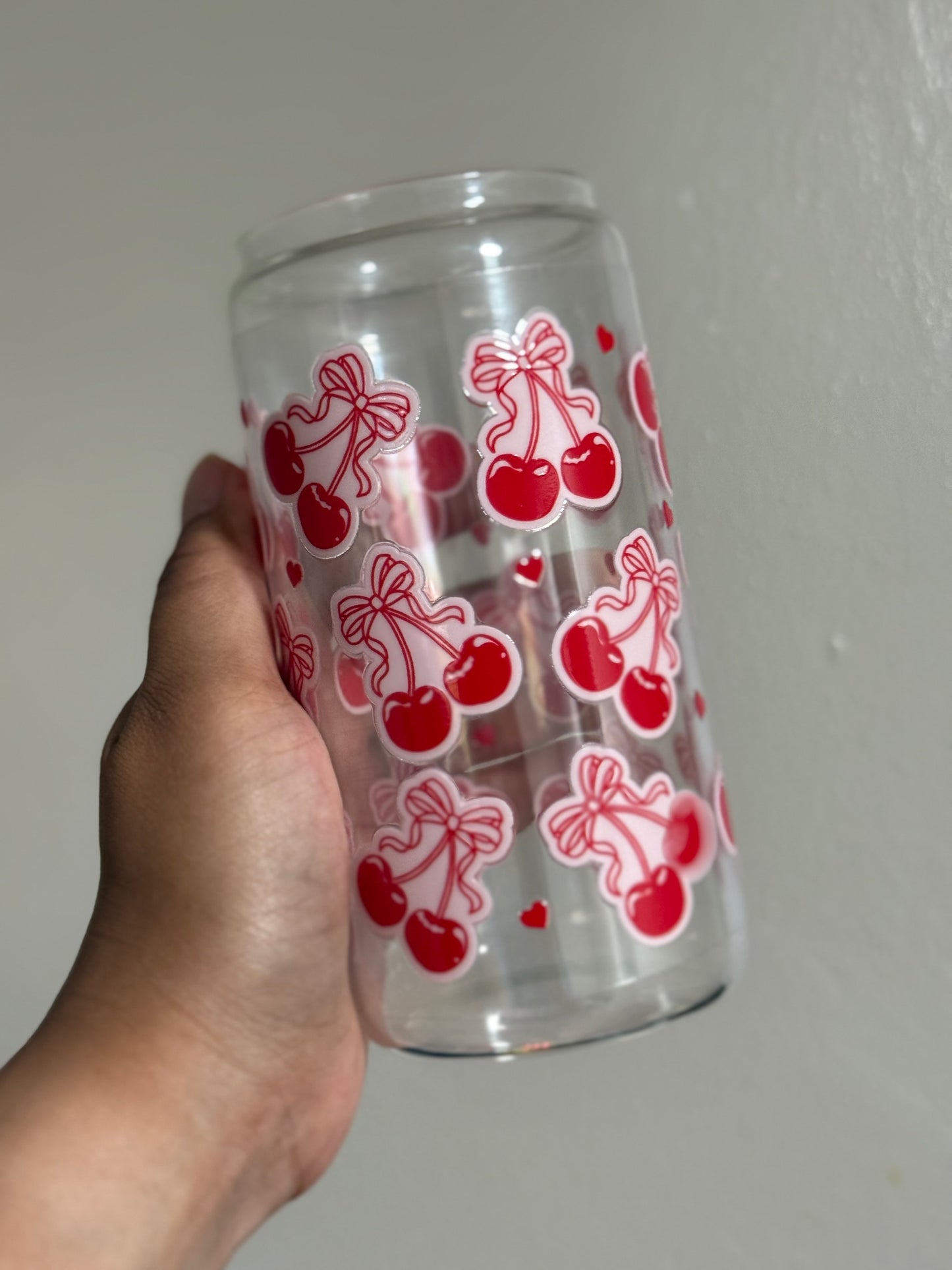 [Double-Sided] Coquette Cherries CYO 16oz Glass Can Only*