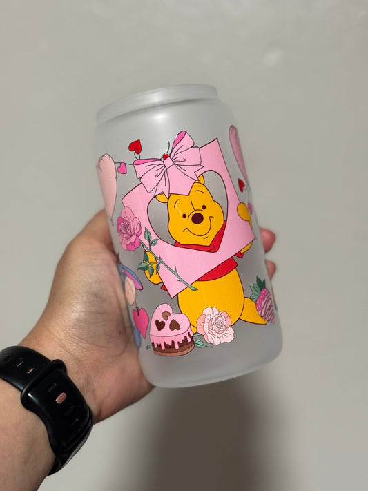 16oz Lovey Bear and Friends Frosted Glass Can Only